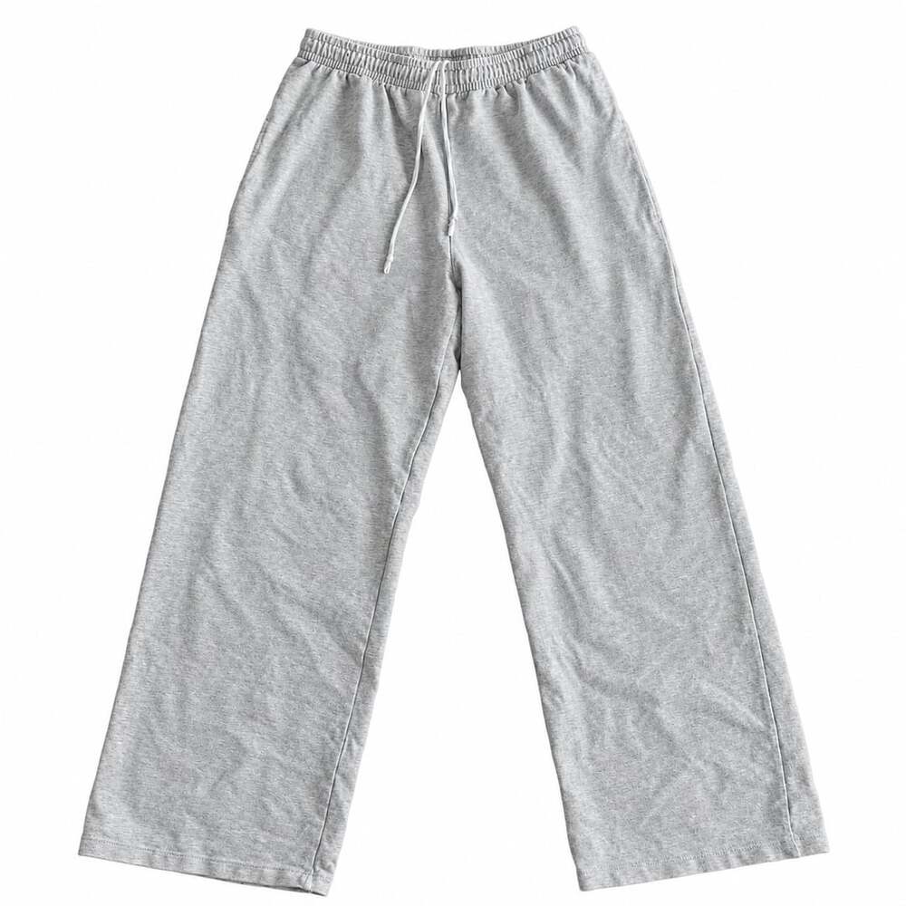 Brandy Melville Wide Leg Sweatpants Light Heather Gray Cotton Drawstring